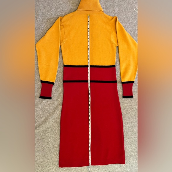 NWOT Gloria Sachs 100% Heavy Cashmere Long Dress with Roll neck Color Block - M - Picture 6 of 9